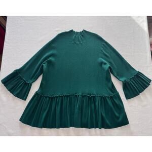 Curvy Woman Forest Green Ruffled Sweater